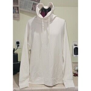 Womens All in Motion White Pullover Sweatshirt Drawstring Hoodie Size XL
